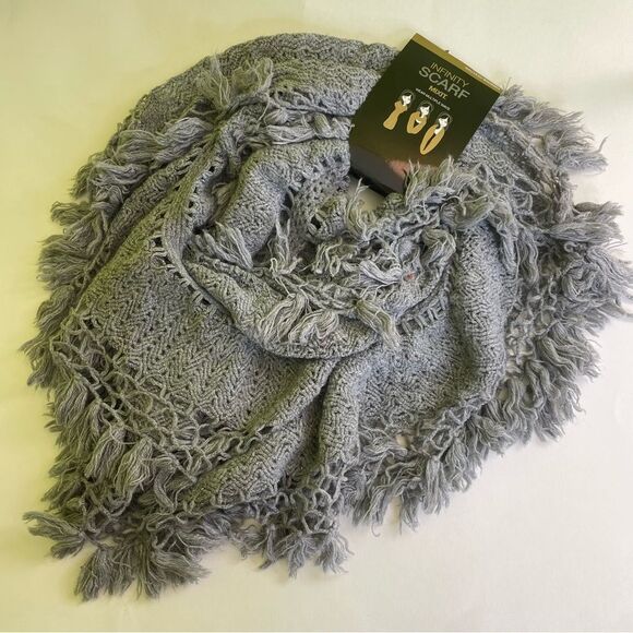 Mixit Gray Fringe Infinity Scarf‎ - Picture 1 of 5